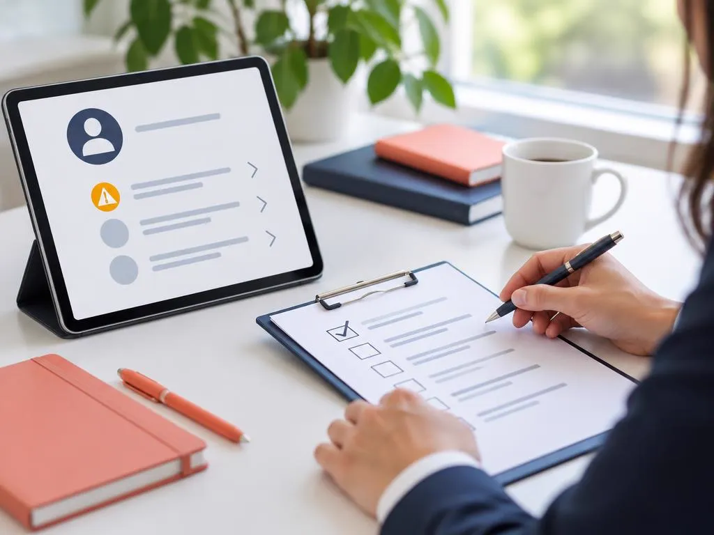 Illustration of a consultant reviewing account health